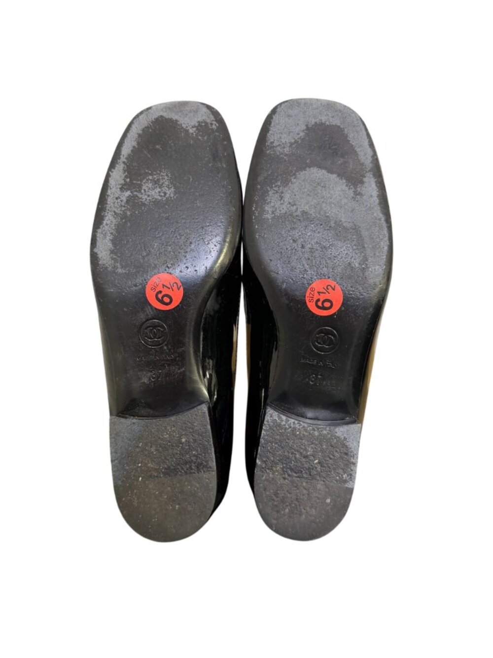 Chanel Black & White Patent Leather Loafers Size 6.5/37 - Picture 9 of 10